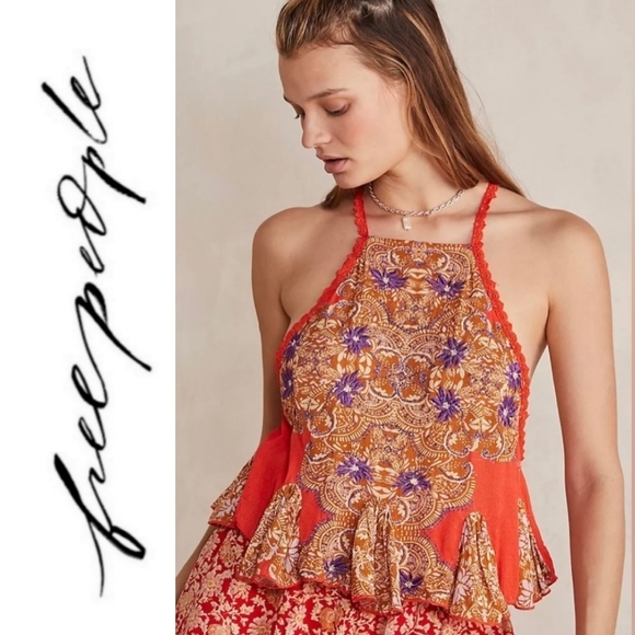 Free People Tops - Free People Bali Desert Nova Cami Tank Orange & Purple xs